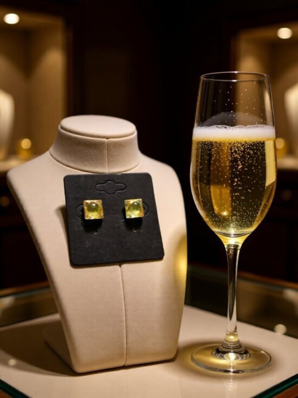 $10 Radical Drop! Champagne Pale Yellow: Shimmering Square Stud Post Earrings